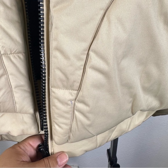 Avec les Filles Tan Hooded Puffer Jacket with Sherpa Lining - Picture 7 of 10